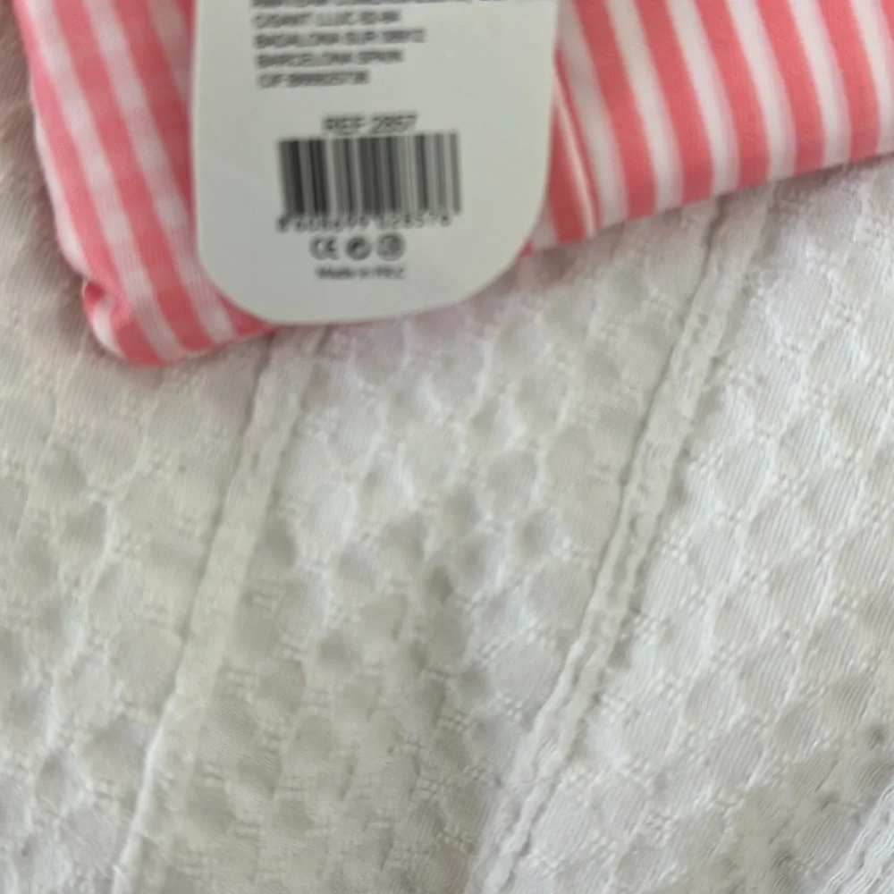 2 NWT IMITATION BAGGU foldable TOTE bags - turquoise/stars & Pink stripes - Picture 10 of 10